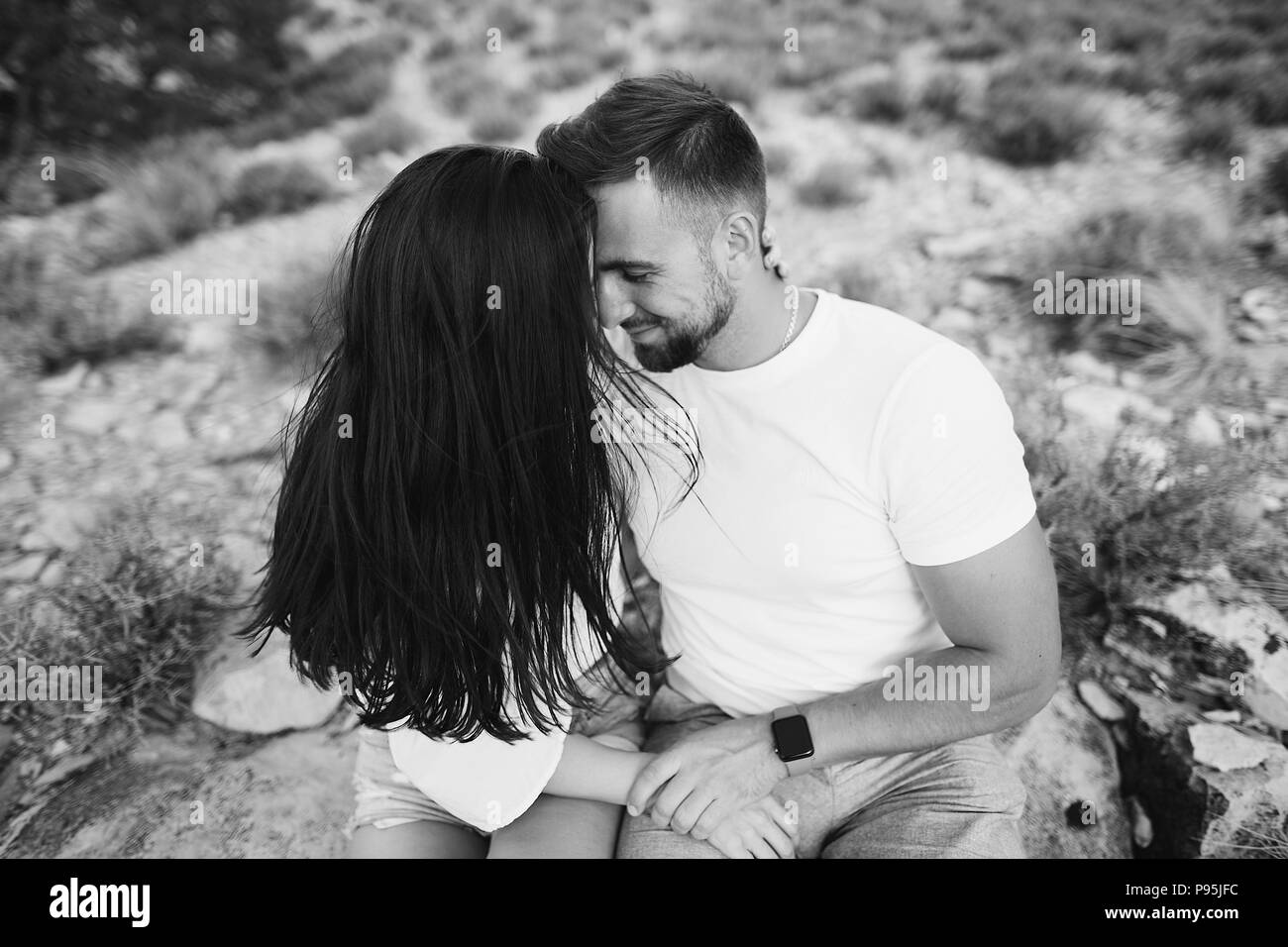 Couple explorer le Grand Canyon en Arizona Banque D'Images