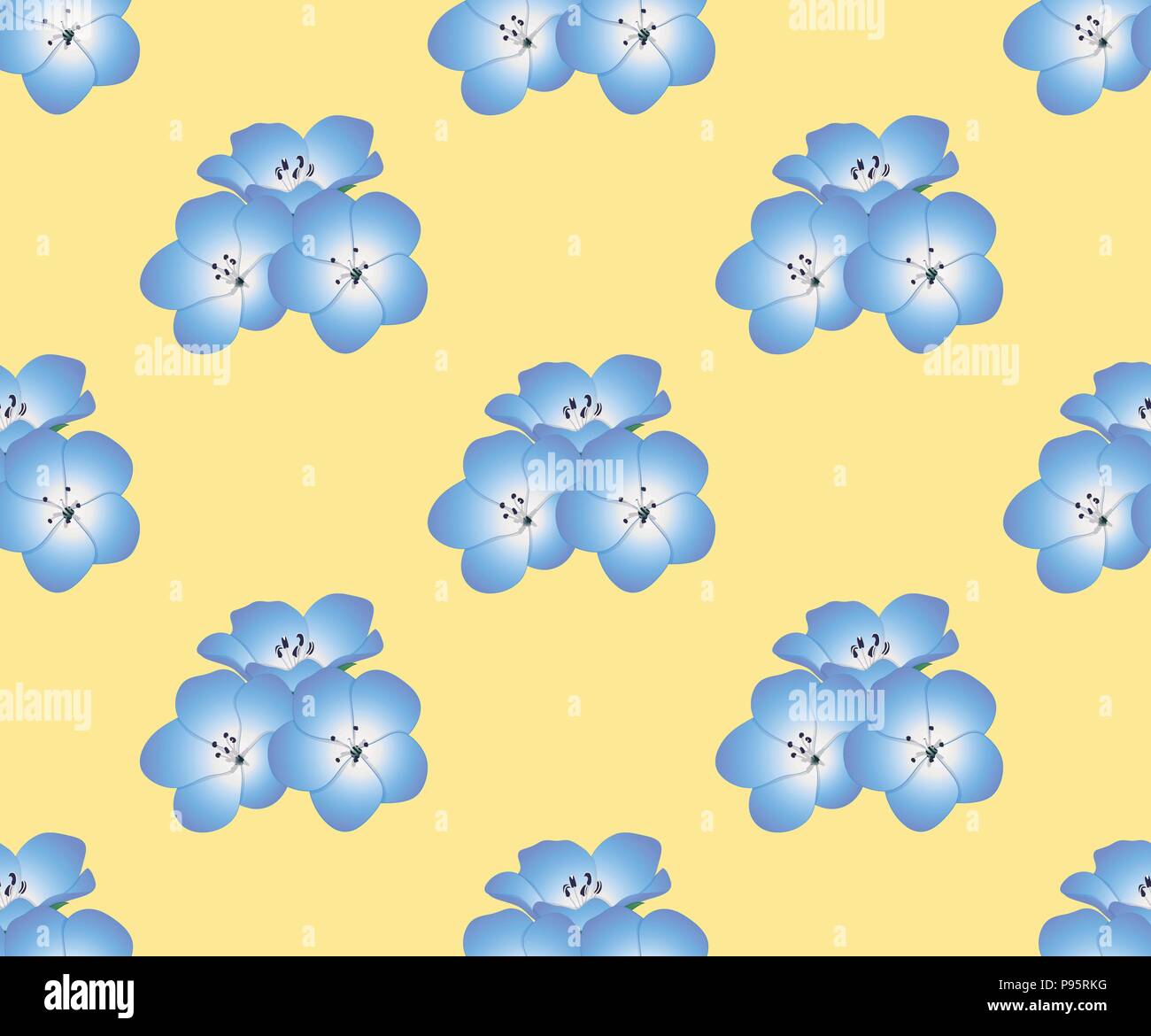 Nemophila Bebe Bleu Yeux Fleur Sur Fond Jaune Vector Illustration Image Vectorielle Stock Alamy