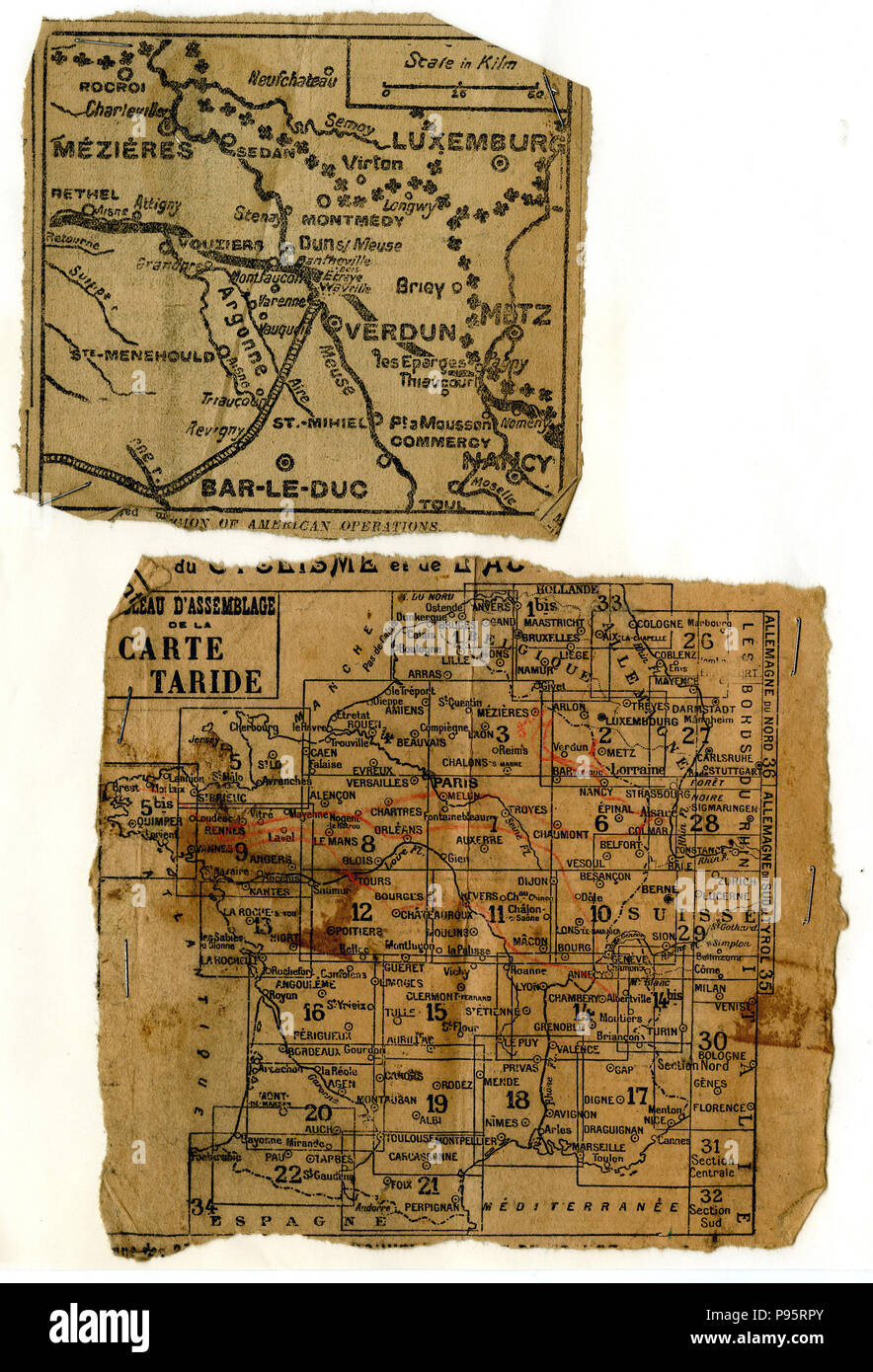 Cartes des activités américaines en France WW I Banque D'Images