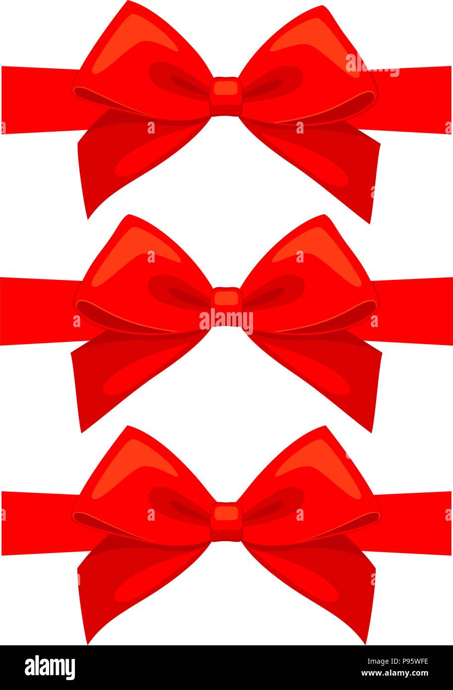 Cartoon couleur red bow set. Maison de vacances vecteur à thème l'illustration de l'icône, logo, sticker, patch, label, signe, d'un insigne, ou cartes-cadeaux decorati Illustration de Vecteur