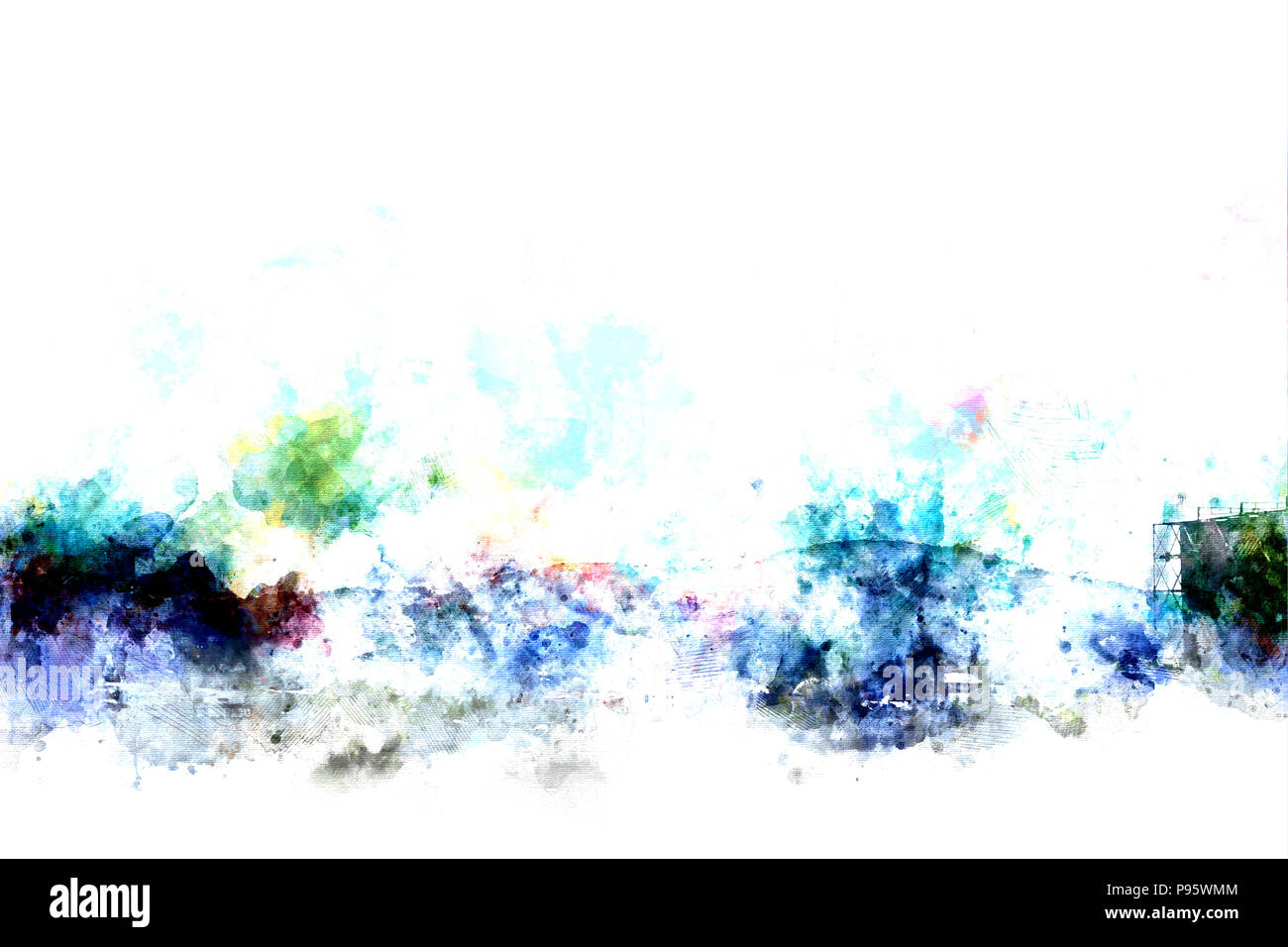 Abstract colorful et montagne paysage champ sur fond de peinture illustration à l'aquarelle. Banque D'Images Abstract colorful et montagne paysage champ sur fond de peinture illustration à l'aquarelle. Banque D'Images