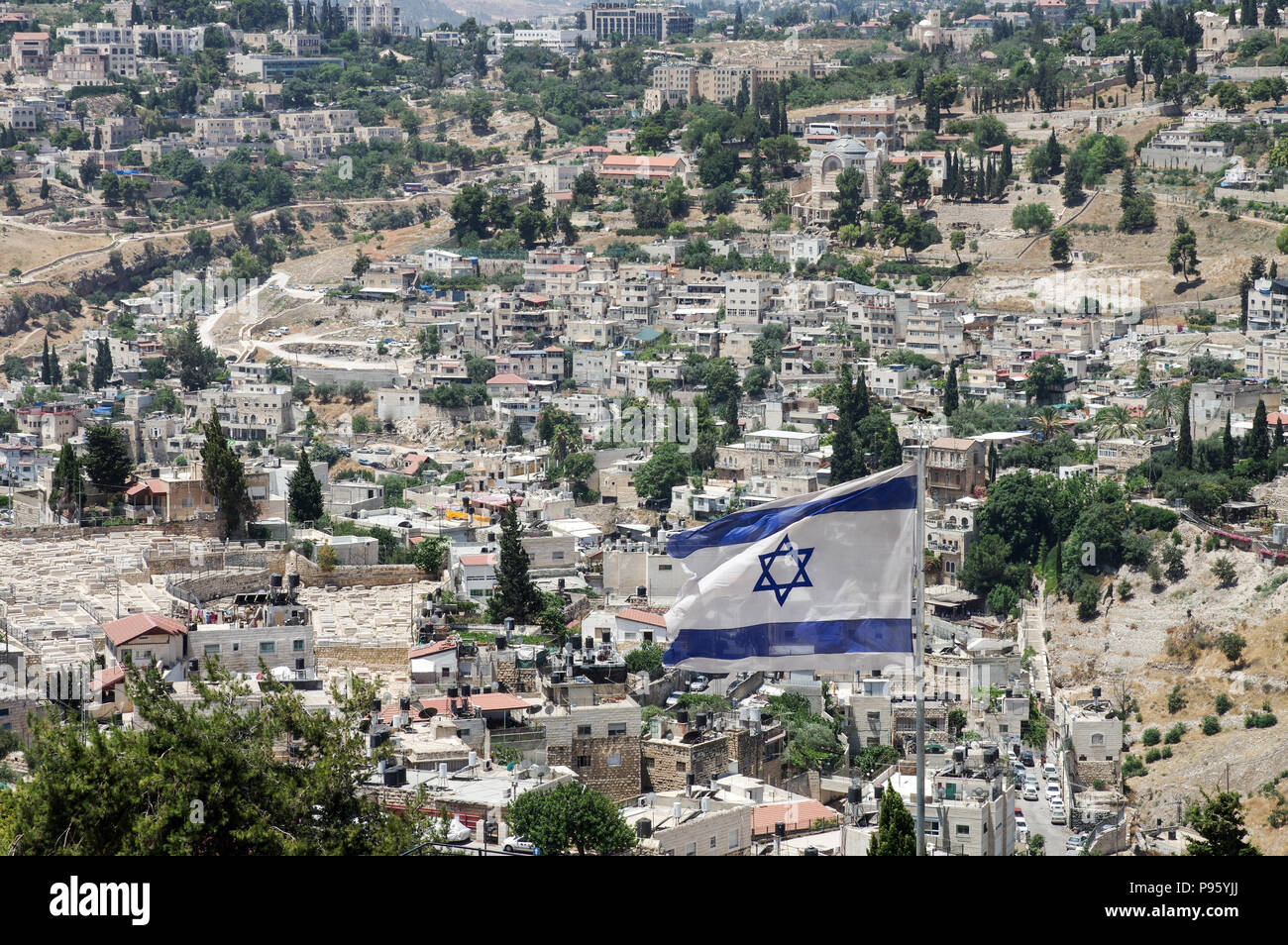 Vue sur Jérusalem depuis le mont des Oliviers (Israël) Banque D'Images