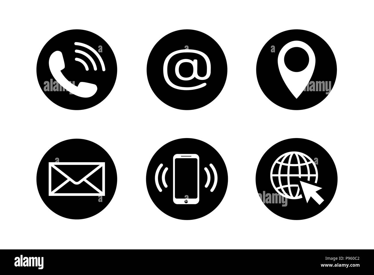 Contactez icon set dans un style plat Illustration de Vecteur