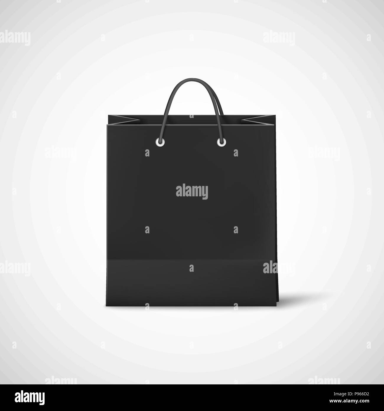 Shopping noir sac de papier. Modèle de Sac en carton noir vide. Vector illustration isolé sur fond blanc Illustration de Vecteur