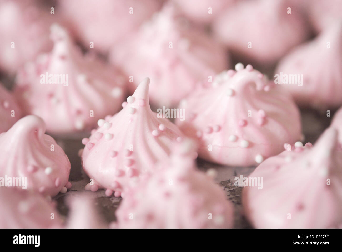 Meringue française en rose Banque D'Images