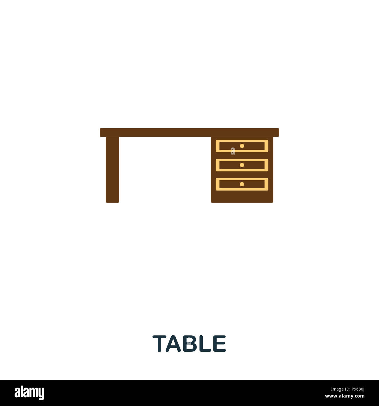 Télévision table icône. Icône style premium télévision design. L'ASSURANCE-CHÔMAGE. Illustration de l'icône table télévision. Les pictogrammes isolé sur blanc. Prêt à utiliser dans la conception de sites web, applications, s Banque D'Images