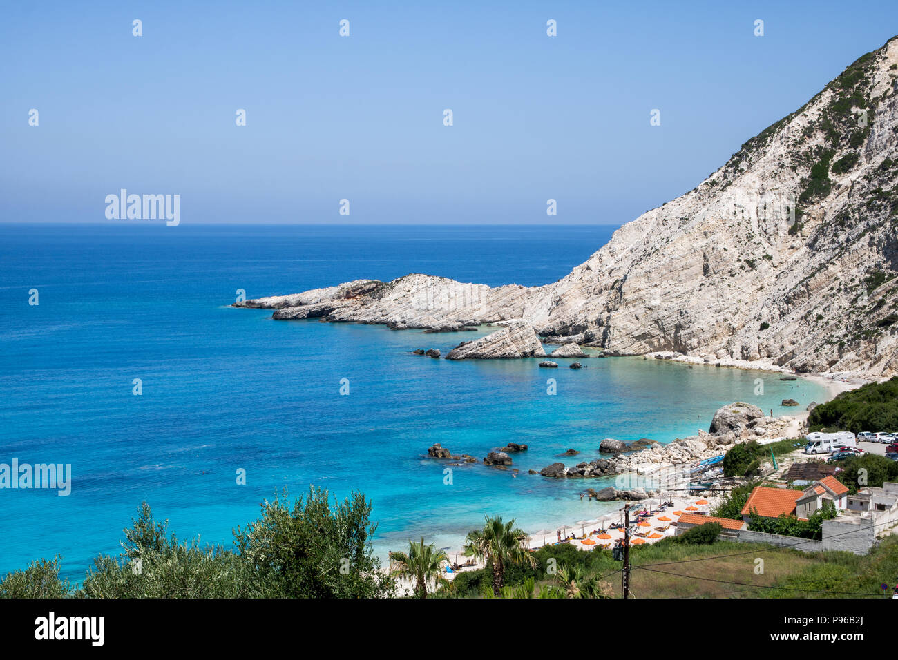 Plage de Petani, Céphalonie Céphalonie (île), Grèce Banque D'Images