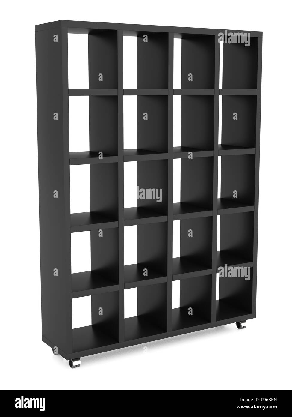 Rack vide livre noir isolé sur fond blanc.  : Chemin de détourage. 3D render Banque D'Images