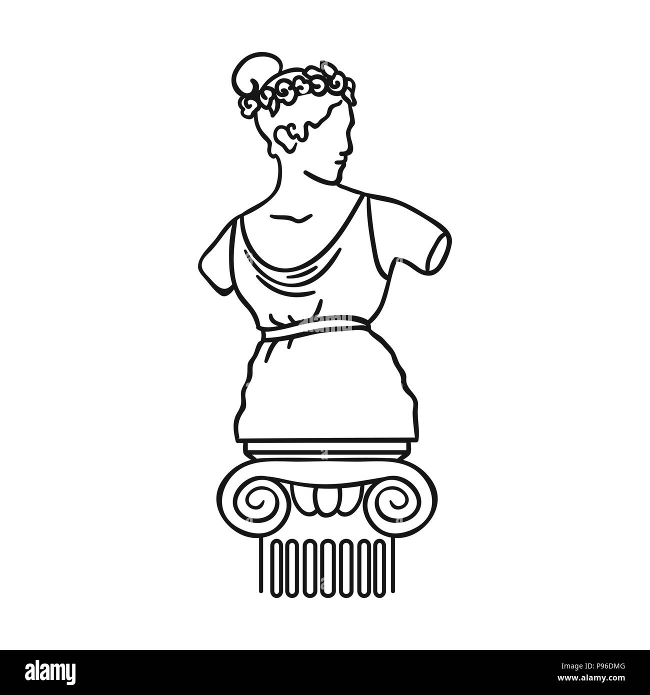 Dans l'icône statue style contour isolé sur fond blanc. Illustration vecteur symbole du musée. Illustration de Vecteur Dans l'icône statue style contour isolé sur fond blanc. Illustration vecteur symbole du musée. Illustration de Vecteur