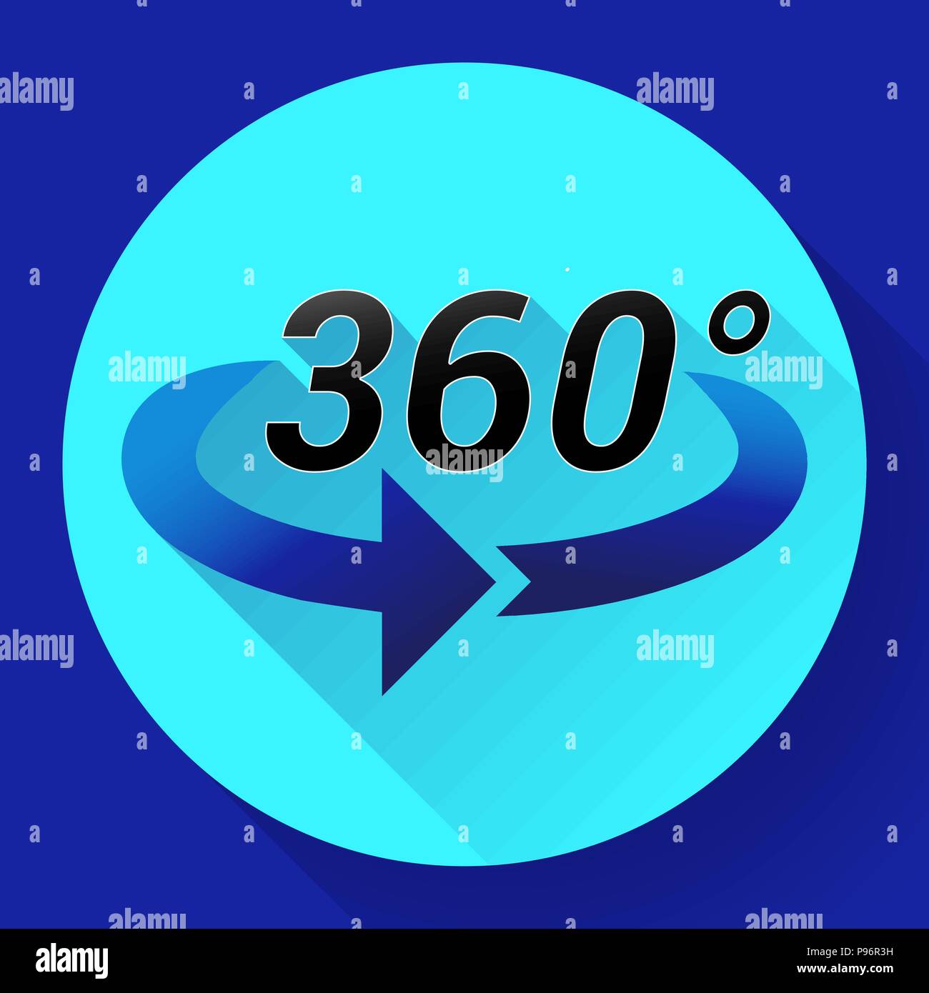 360 degrés sur l'icône vecteur connexe Illustration de Vecteur