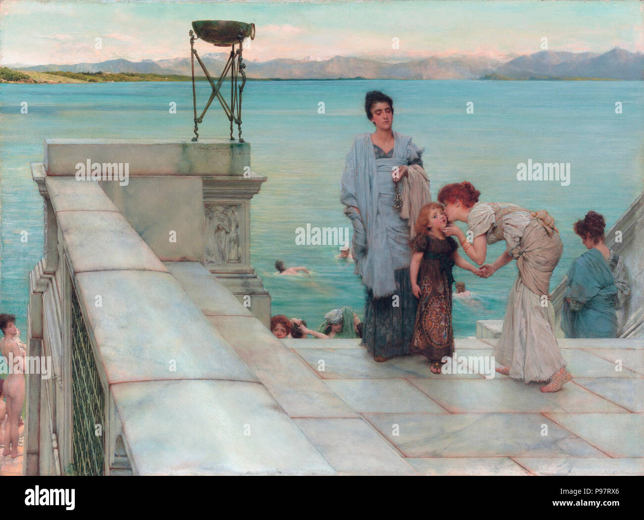 Un baiser, par Lawrence Alma Tadema. Banque D'Images