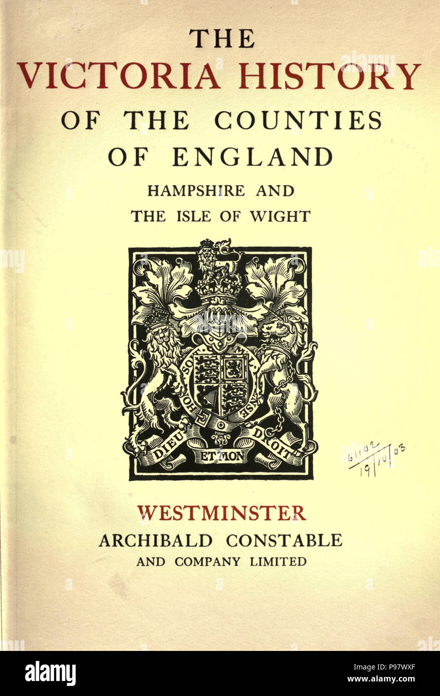 Une histoire de l'Hampshire et l'île de Wight . Banque D'Images