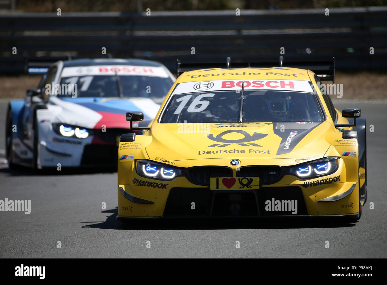 14.07.2018, le Circuit Park Zandvoort, Zandvoort, DTM 2018, 5.Lauf Zandvoort,13.07.-15.07.2018 , im Bild Timo Glock (DEU# 16) BMW Team RMR, la Deutsche Post BMW M4 DTM , Marco Wittmann (DEU# 11) BMW Team RMG, Red Bull BMW M4 DTM Photo : Cronos/Hasan Bratic Banque D'Images