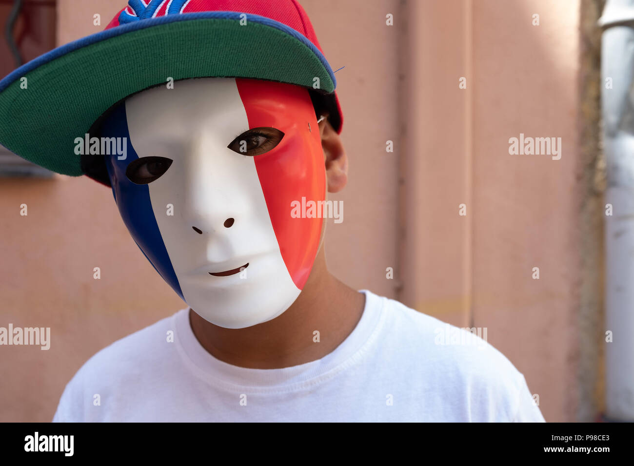 Français célébrant la Coupe du Monde de Football 2018 Banque D'Images