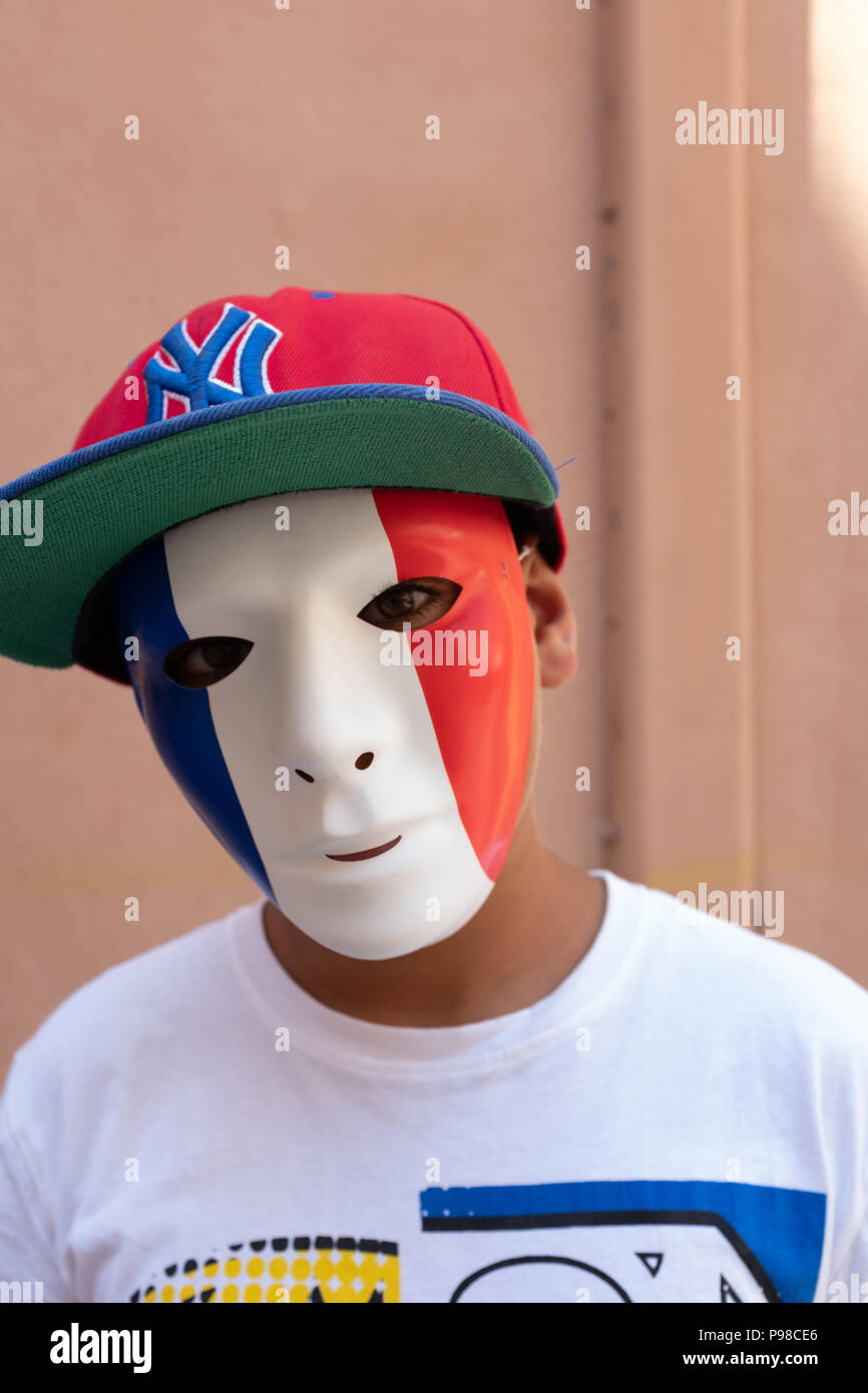 Français célébrant la Coupe du Monde de Football 2018 Banque D'Images