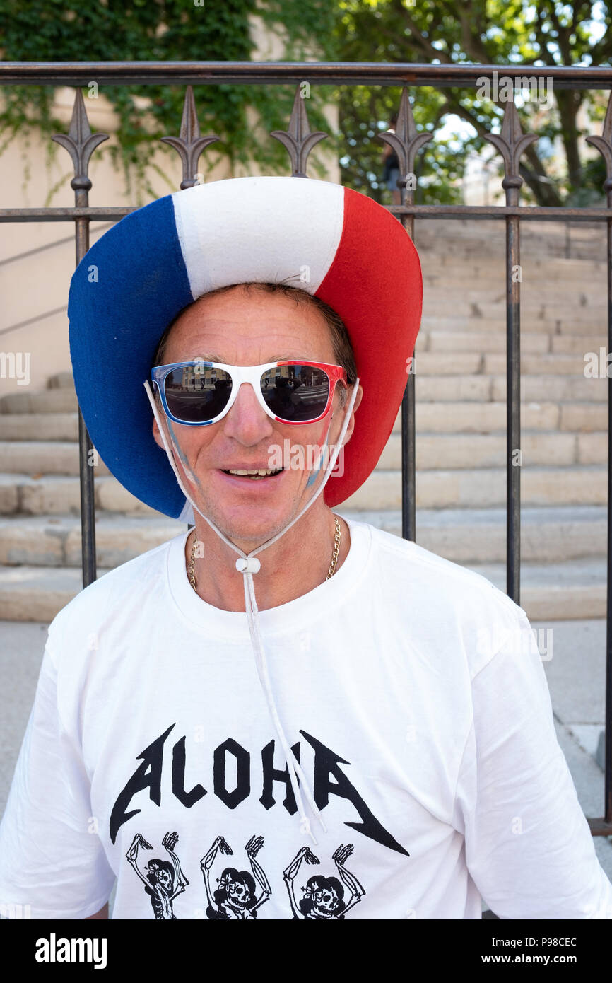 Français célébrant la Coupe du Monde de Football 2018 Banque D'Images