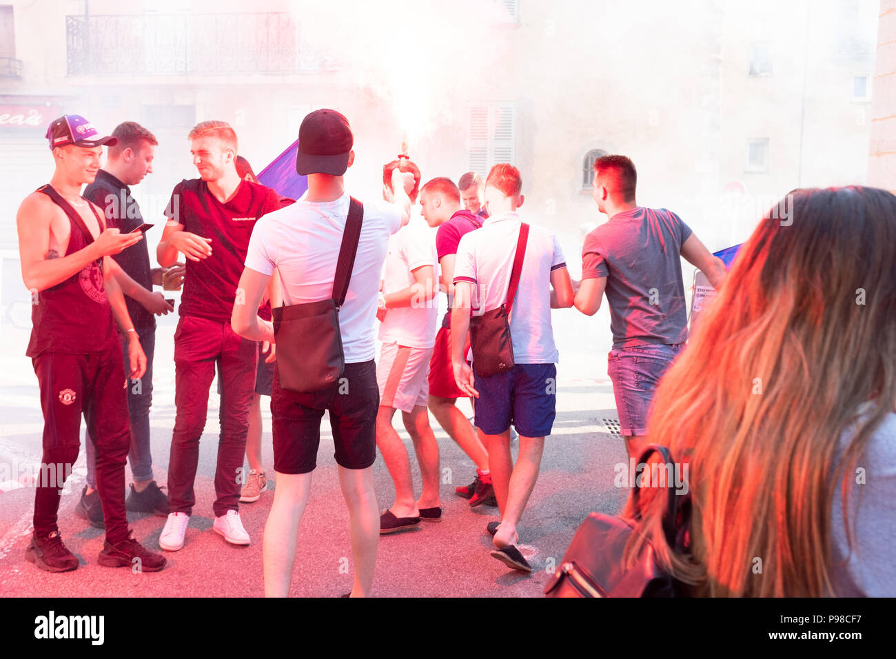 Français célébrant la Coupe du Monde de Football 2018 Banque D'Images