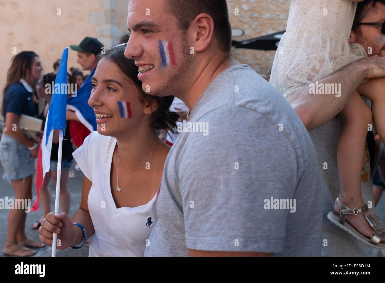Français célébrant la Coupe du Monde de Football 2018 Banque D'Images