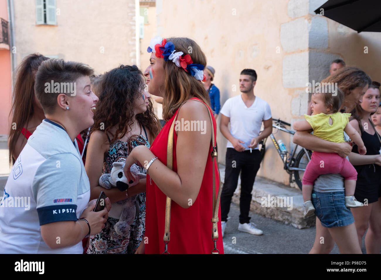 Français célébrant la Coupe du Monde de Football 2018 Banque D'Images
