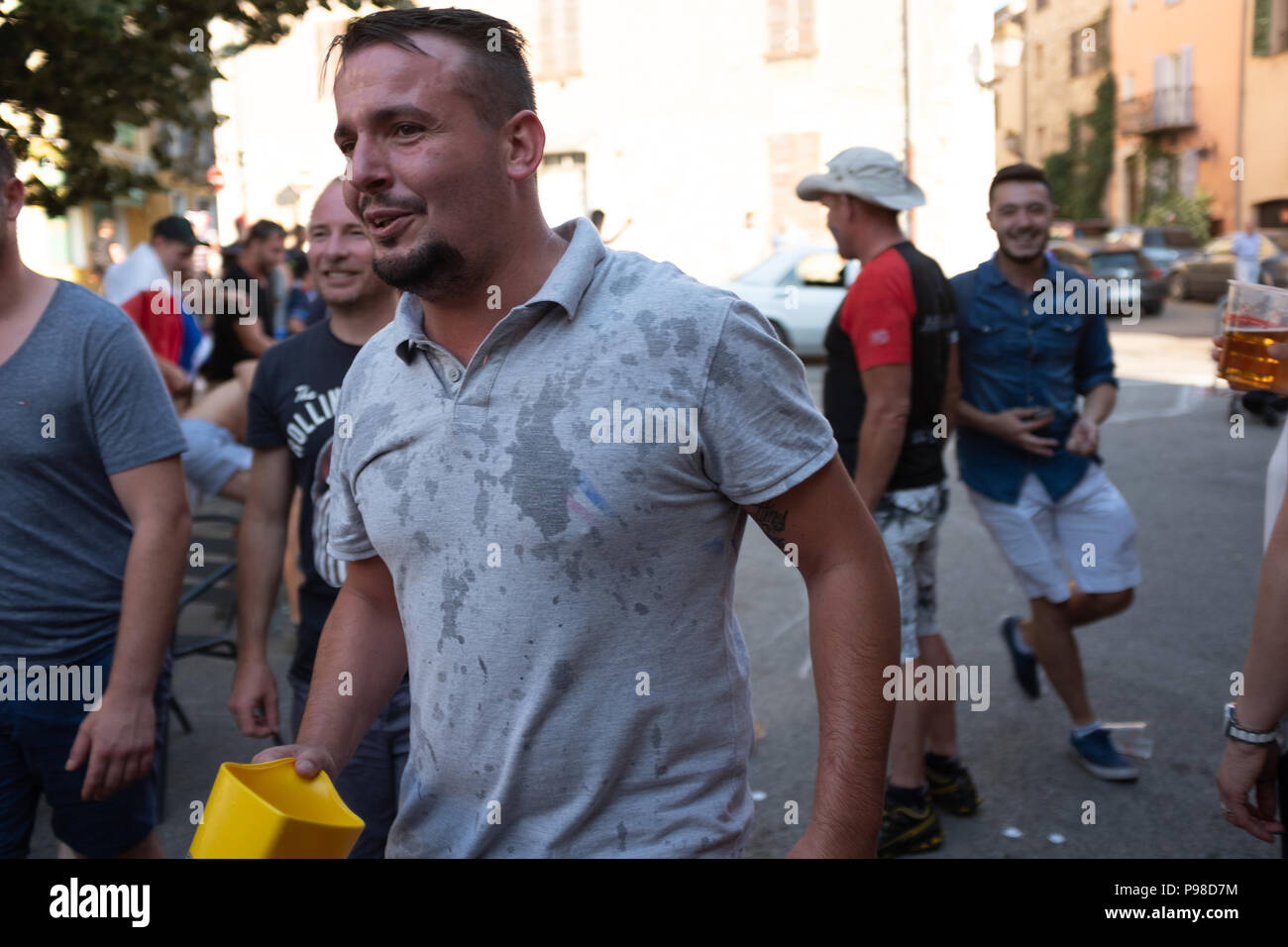 Français célébrant la Coupe du Monde de Football 2018 Banque D'Images