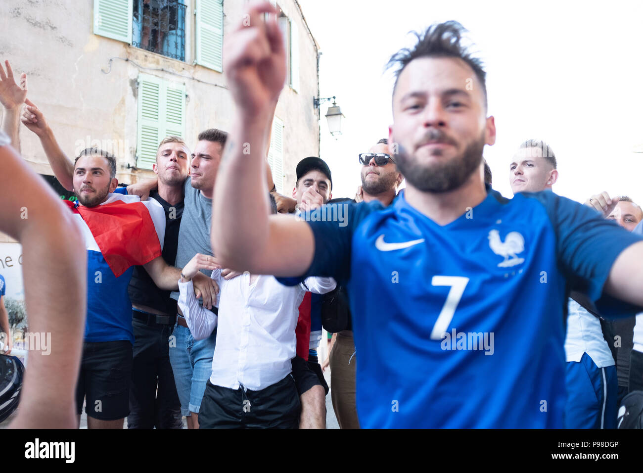 Français de la Coupe du Monde de Football célèbre Banque D'Images