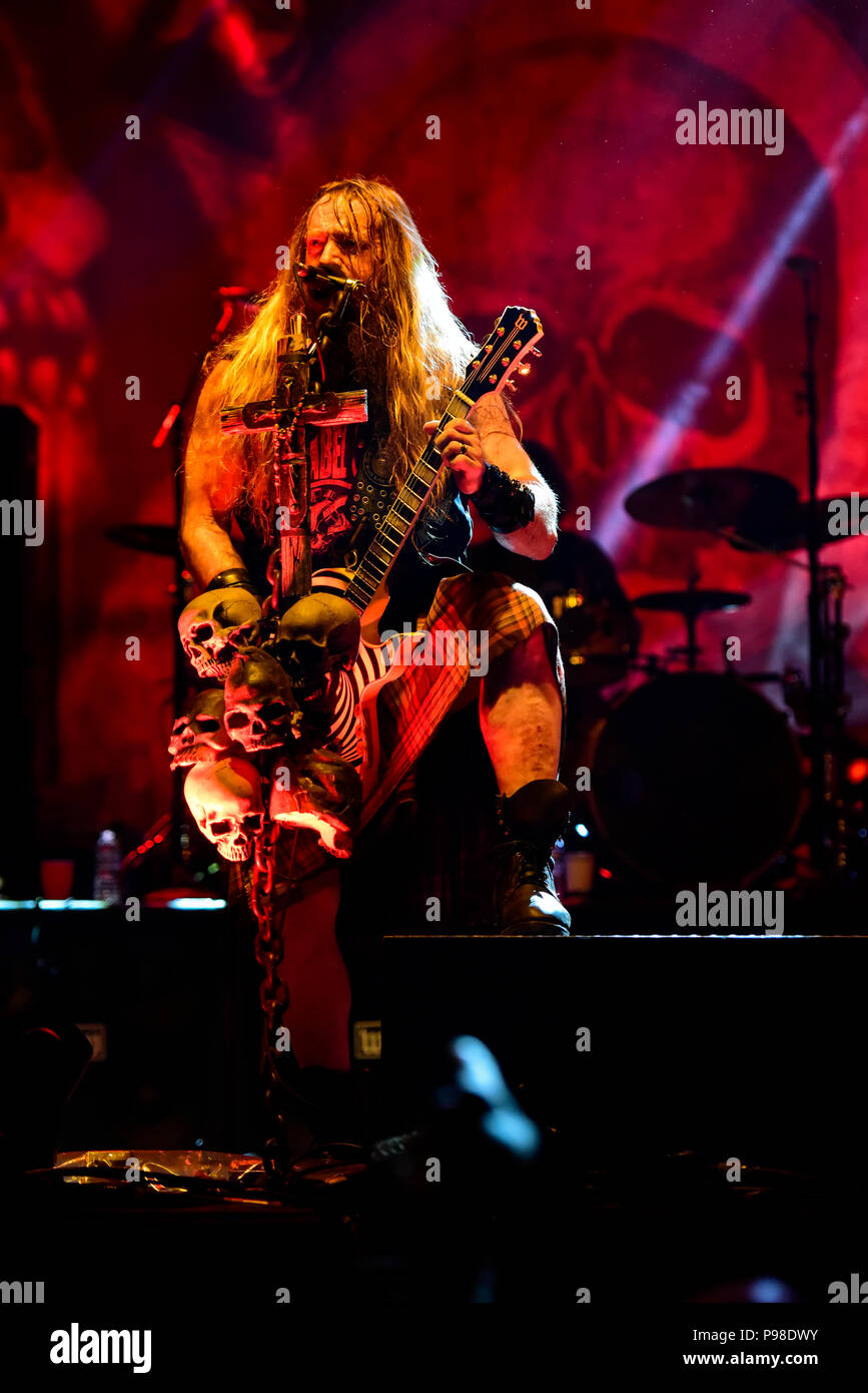 Mansfield, Ohio, le 15 juillet 2018, Zakk Wylde de Black Label Society sur scène à Inkarceration et d'heavy metal tatoo Festival, Crédit de photo : Ken Howard/Alamy Live News Banque D'Images