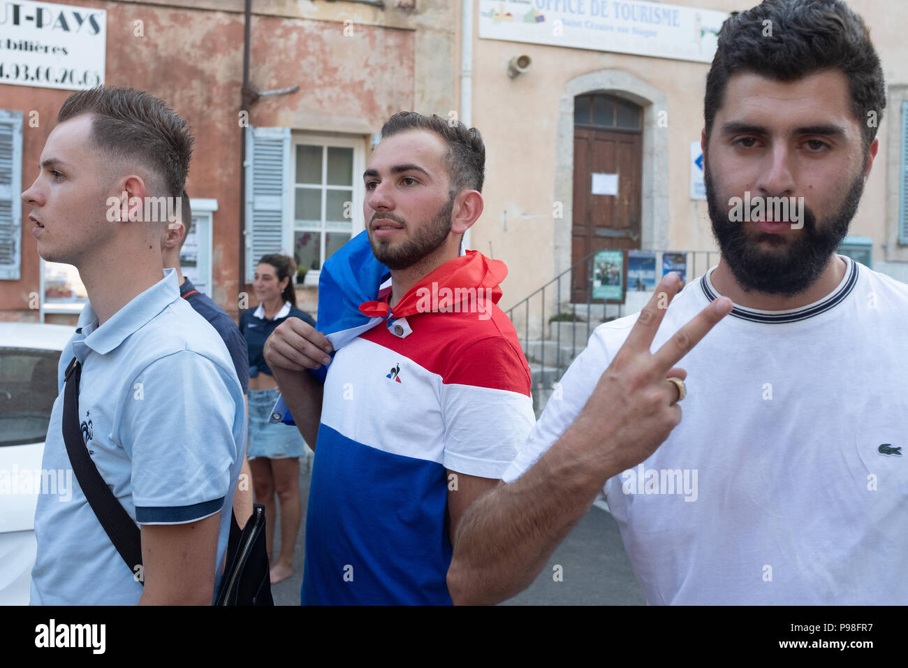 Français célébrant la Coupe du Monde de Football 2018 Banque D'Images