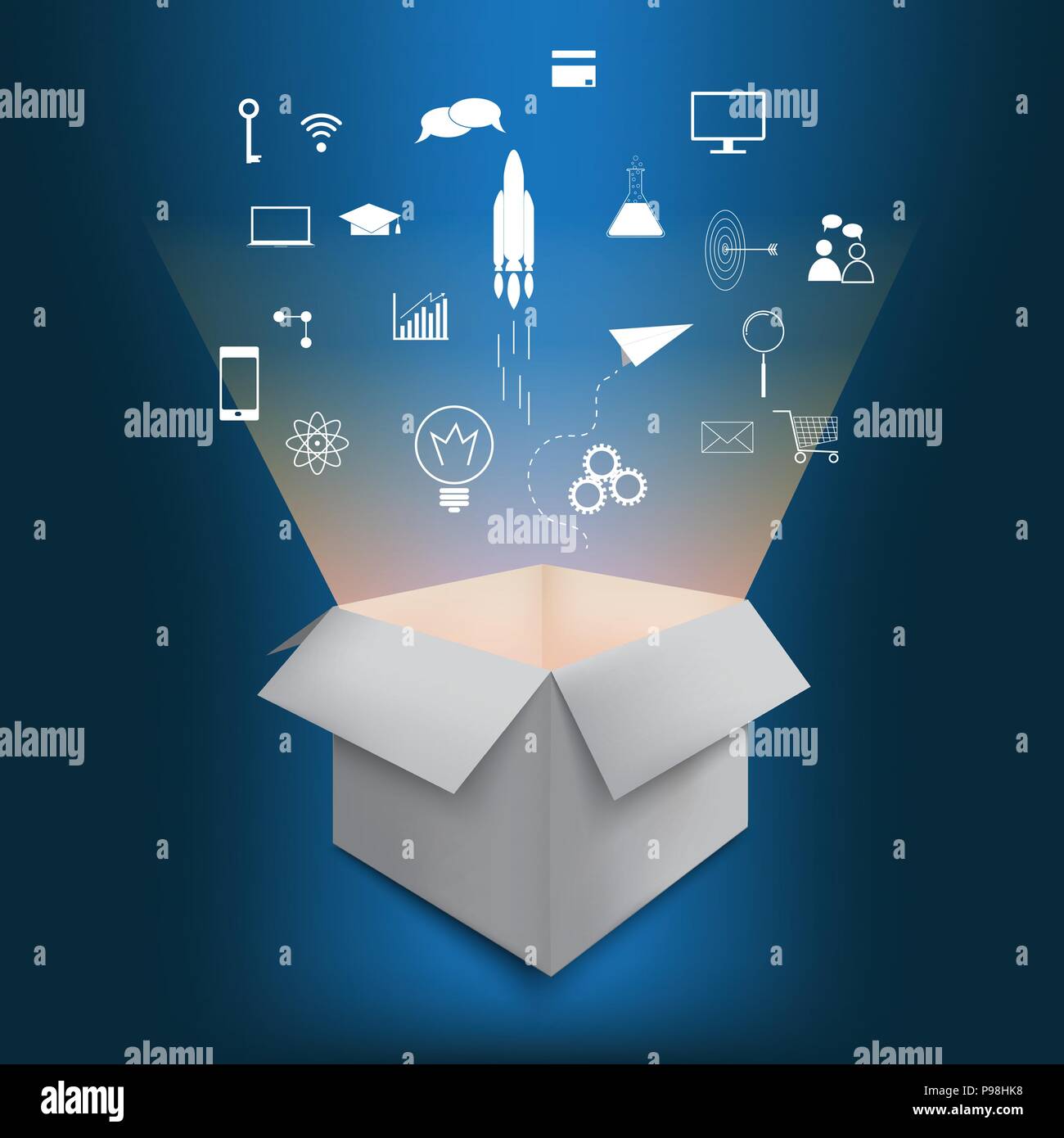 Idée créative, penser hors de la boîte d'illustration vectorielle. Illustration de Vecteur