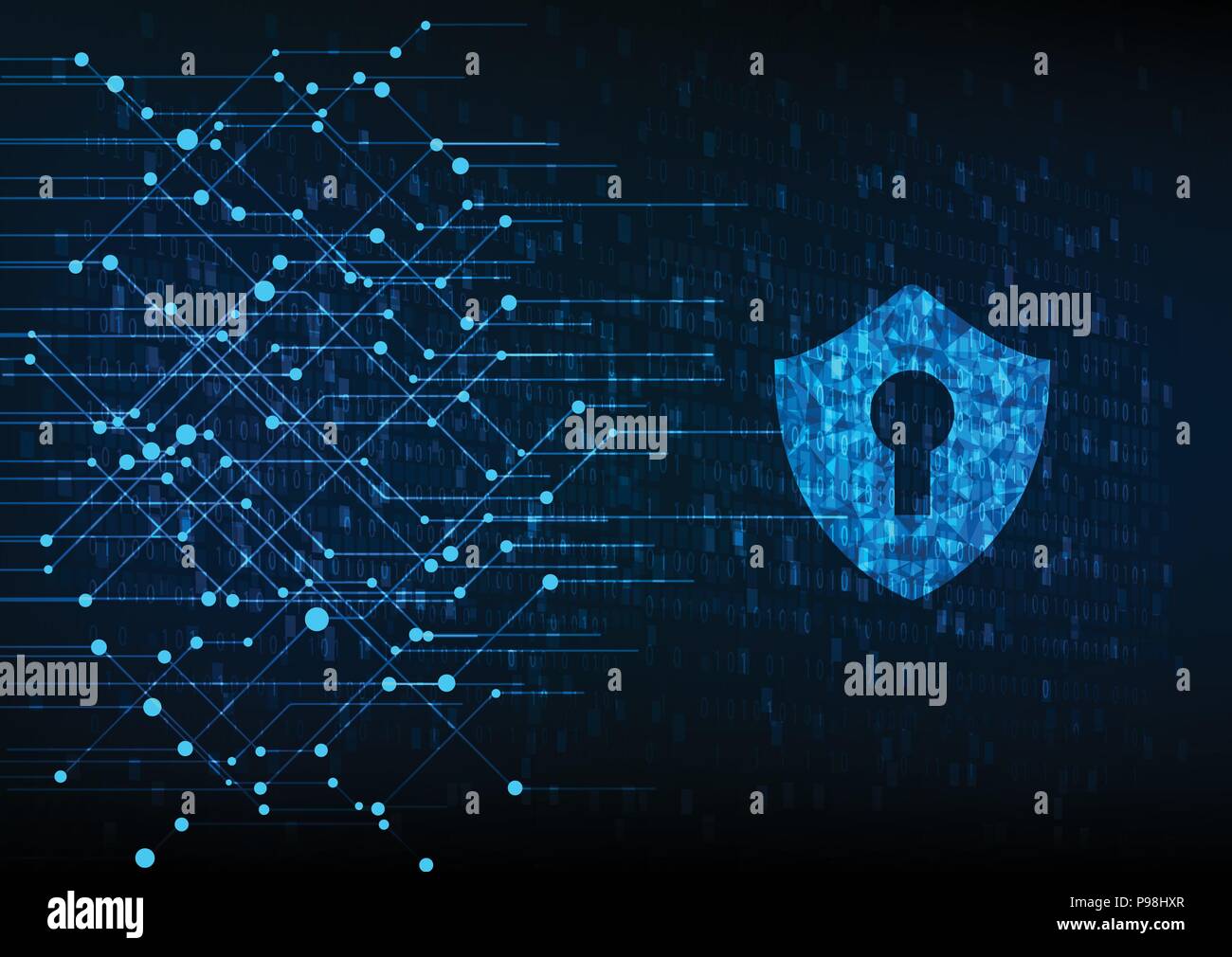 Concept de sécurité cybernétique : Cadenas avec l'icône de serrure sur fond de données numériques. Sécurité des données ou cyber illustre l'information Vie privée idée. Blue abstra Illustration de Vecteur