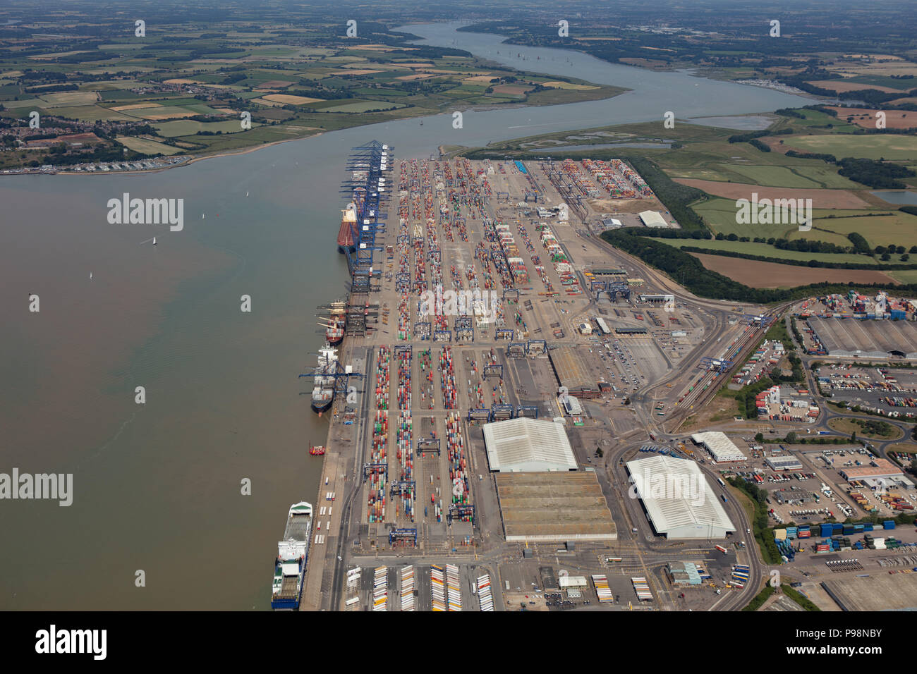 Photographie aérienne du port de Felixstowe Banque D'Images