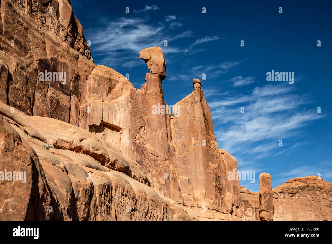 La reine Néfertiti Rock, Park Avenue, Arches National Park, Moab, Utah USA Banque D'Images