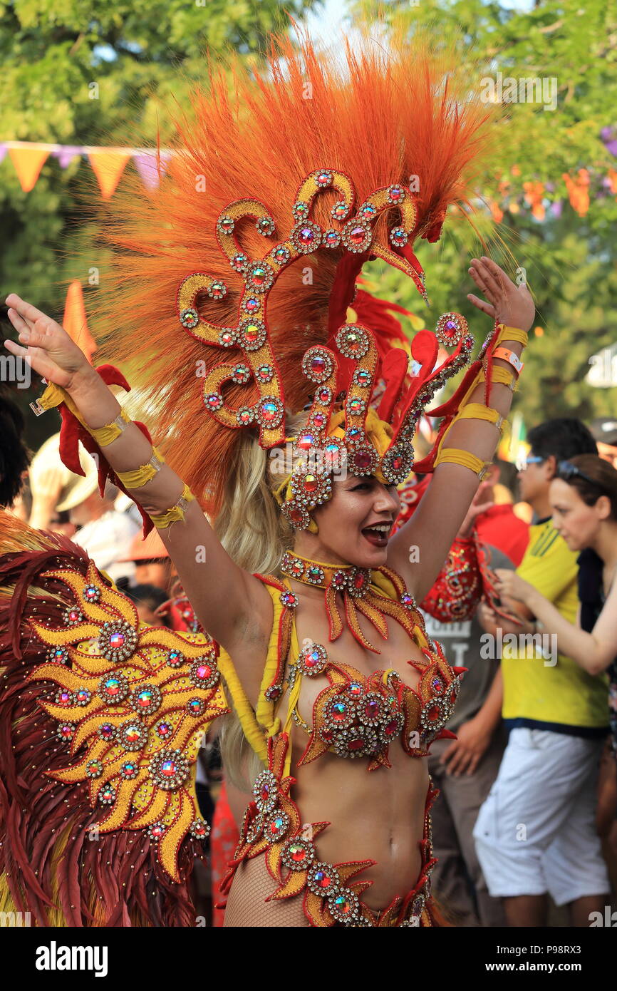 Québec,Canada. Le carnaval d'été Brésilien de Montréal au Parc Jean-Drapeau Banque D'Images