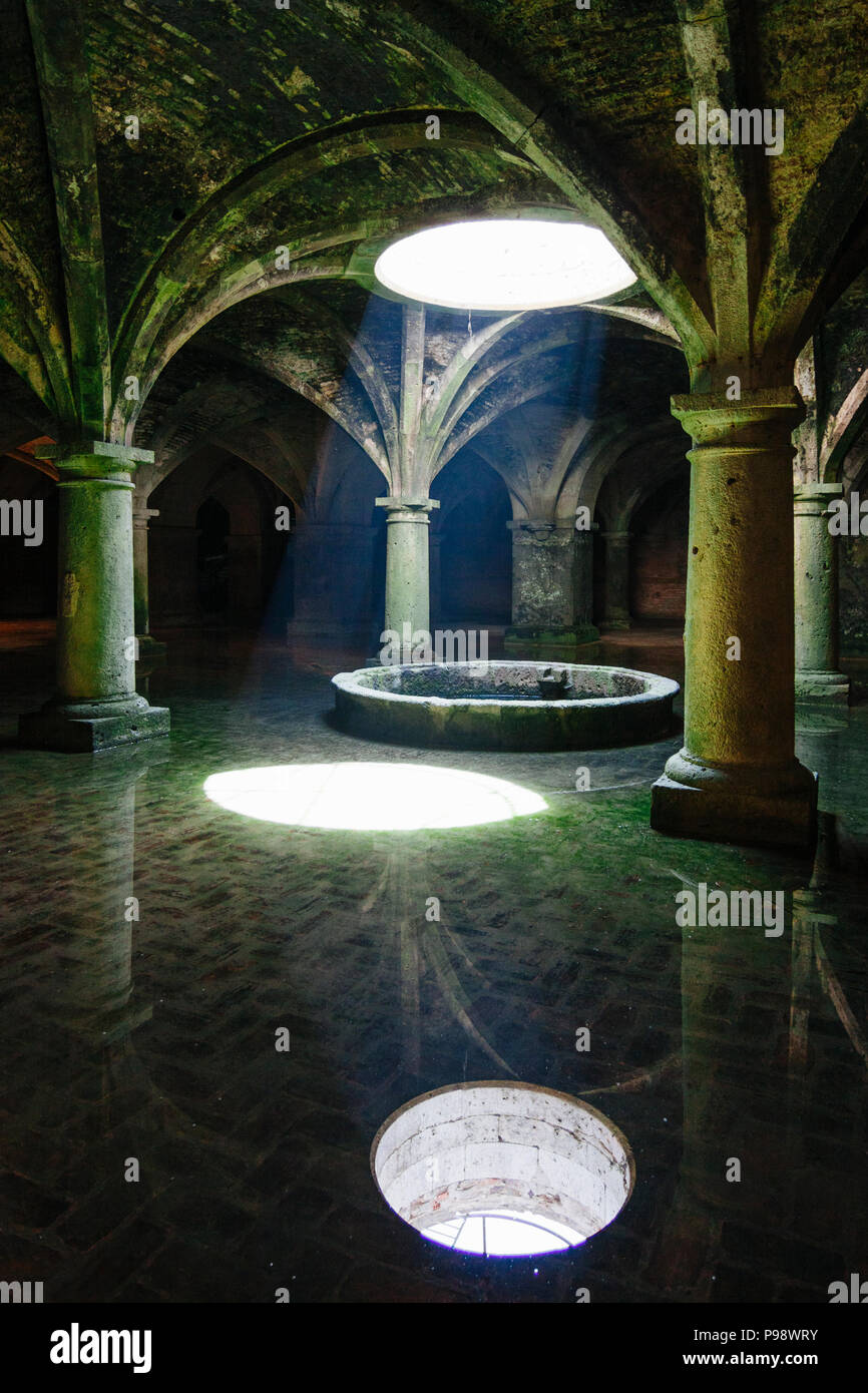 El Jadida, Maroc : chambre souterraine du site du patrimoine mondial de l'Portugais citerne construite en 1514 dans le centre historique de la ville de Mazagan. Banque D'Images