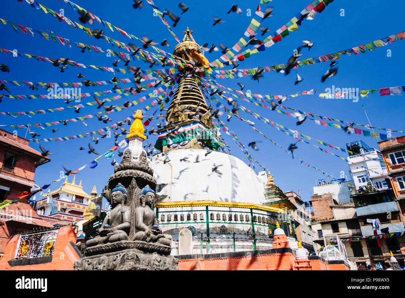 Katmandou, Népal, Bagmati (Yethkha Stupa Kathesimbhu : Baha) stupa bouddhiste dans la vieille ville de Katmandou. Banque D'Images