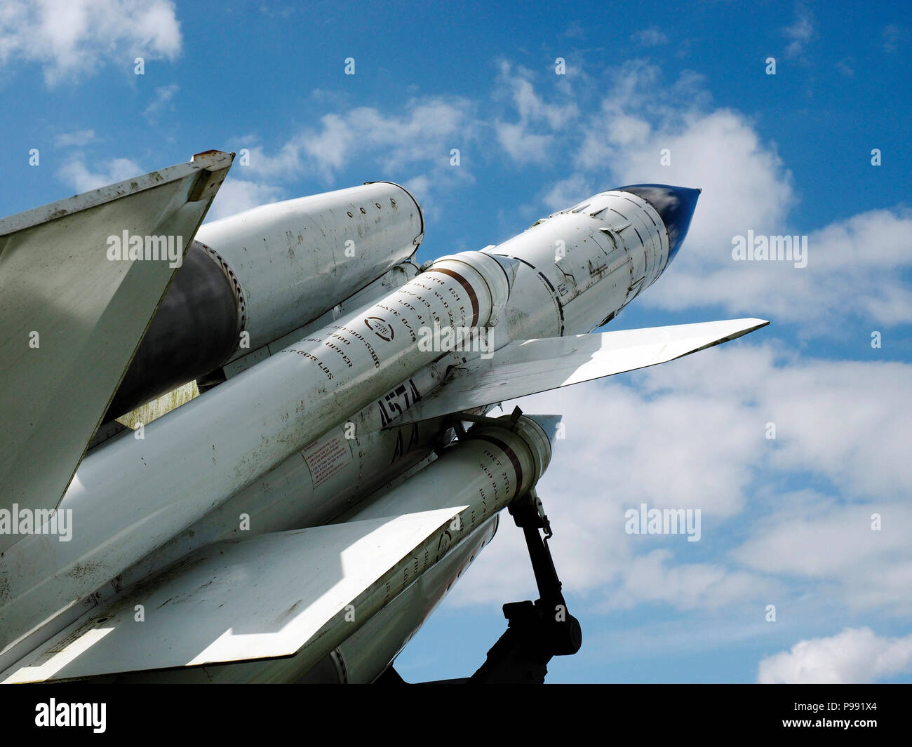 Un Bristol préservé de missiles antiaériens Bloodhound utilisé par l'armée britannique pour la défense aérienne jusqu'en 1991. Cet exemple conservé à la RAF Neatishead. Banque D'Images