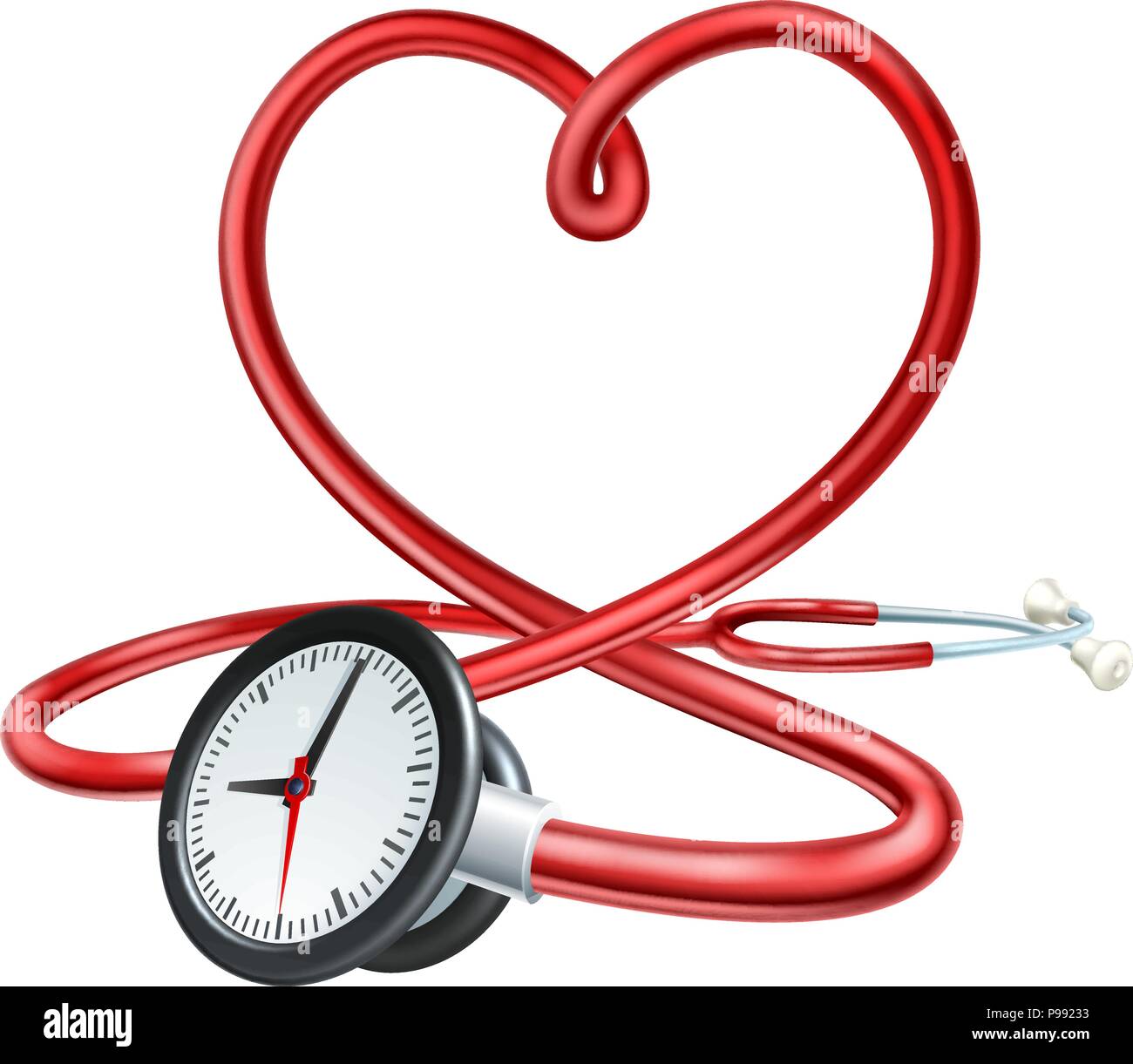 Stethoscope Concept Coeur Horloge Illustration de Vecteur