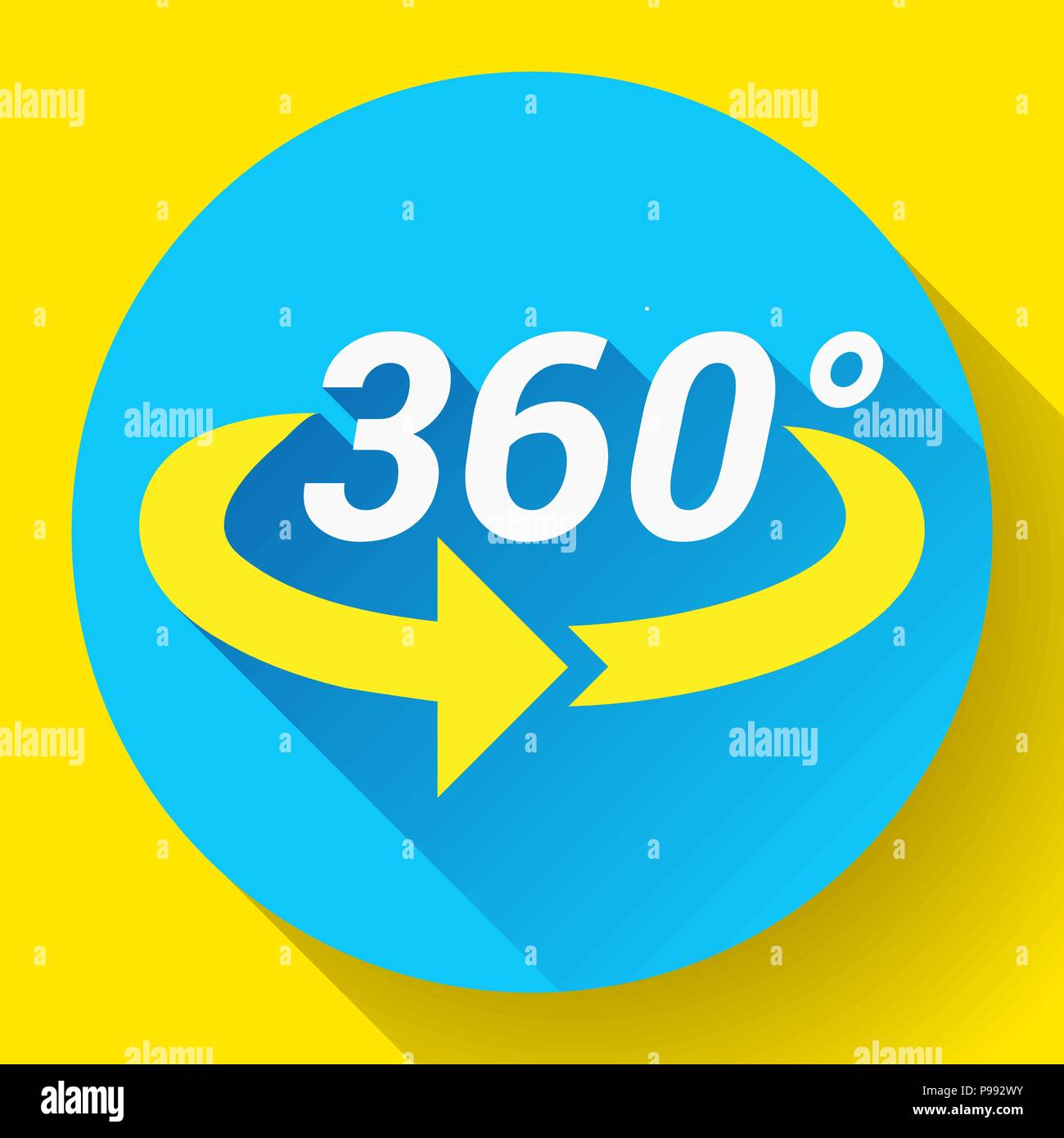 360 degrés sur l'icône vecteur connexe Illustration de Vecteur
