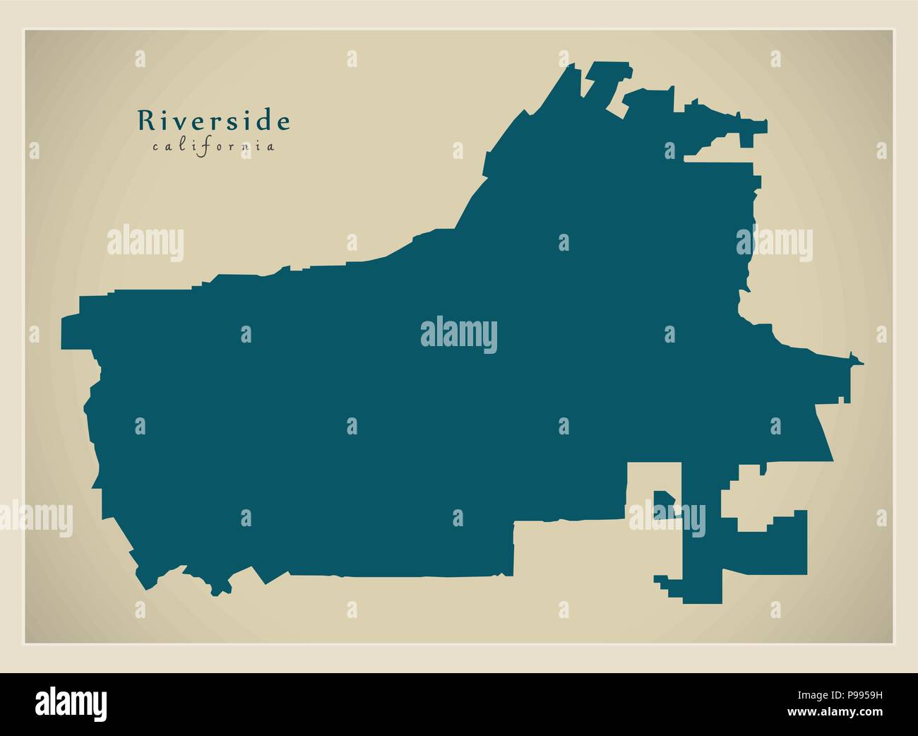 Plan de la ville moderne - Riverside Californie ville des USA Illustration de Vecteur
