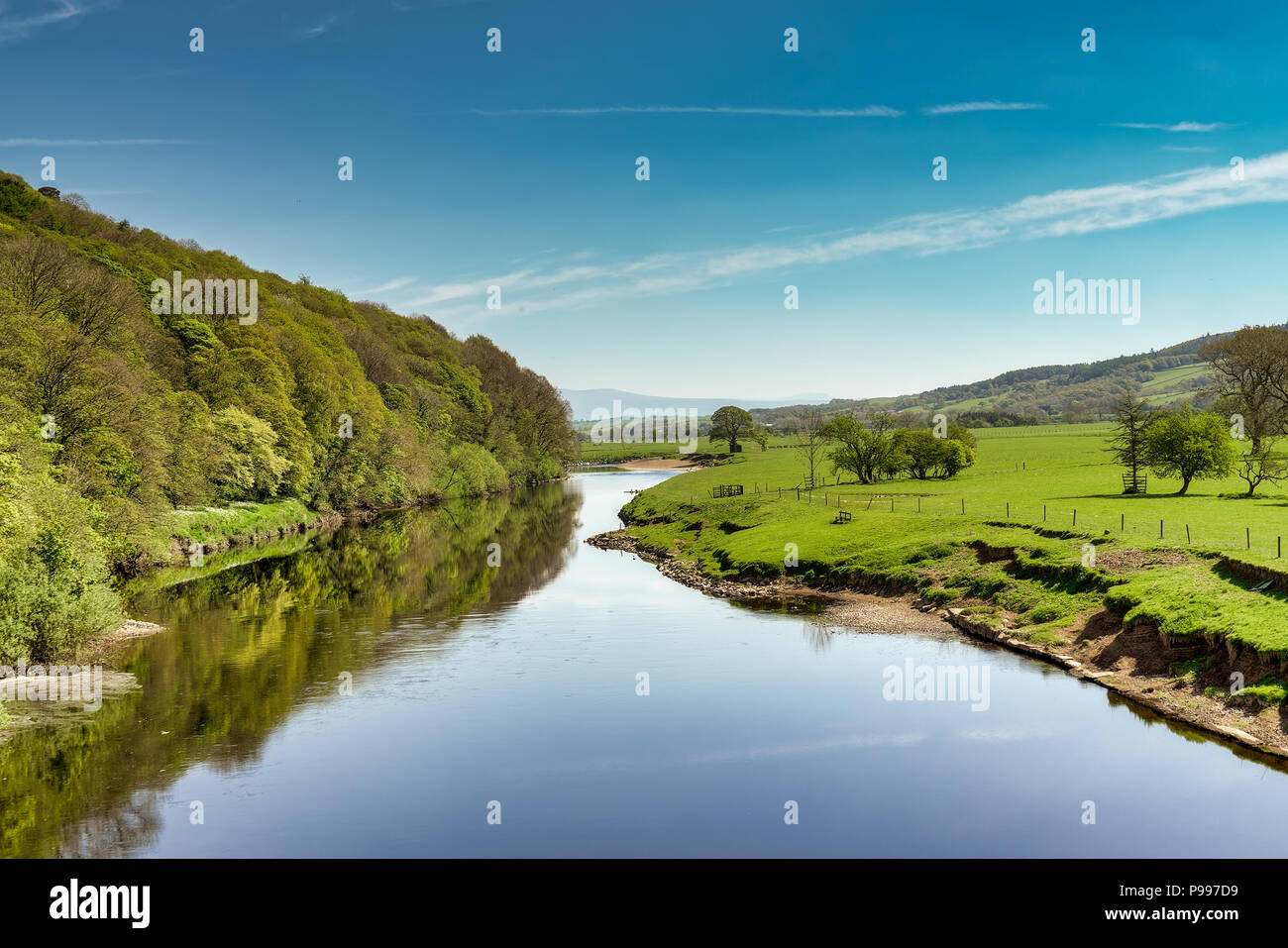 Une vue de la rivière Lune près de Lancaster. Banque D'Images