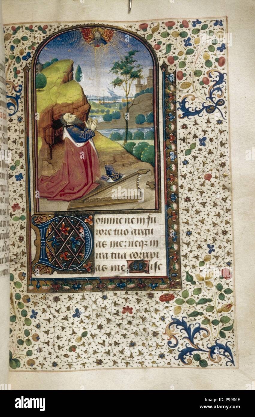 Le roi David en prière (Livre d'heures). Le musée : Huntington, en Californie. Banque D'Images