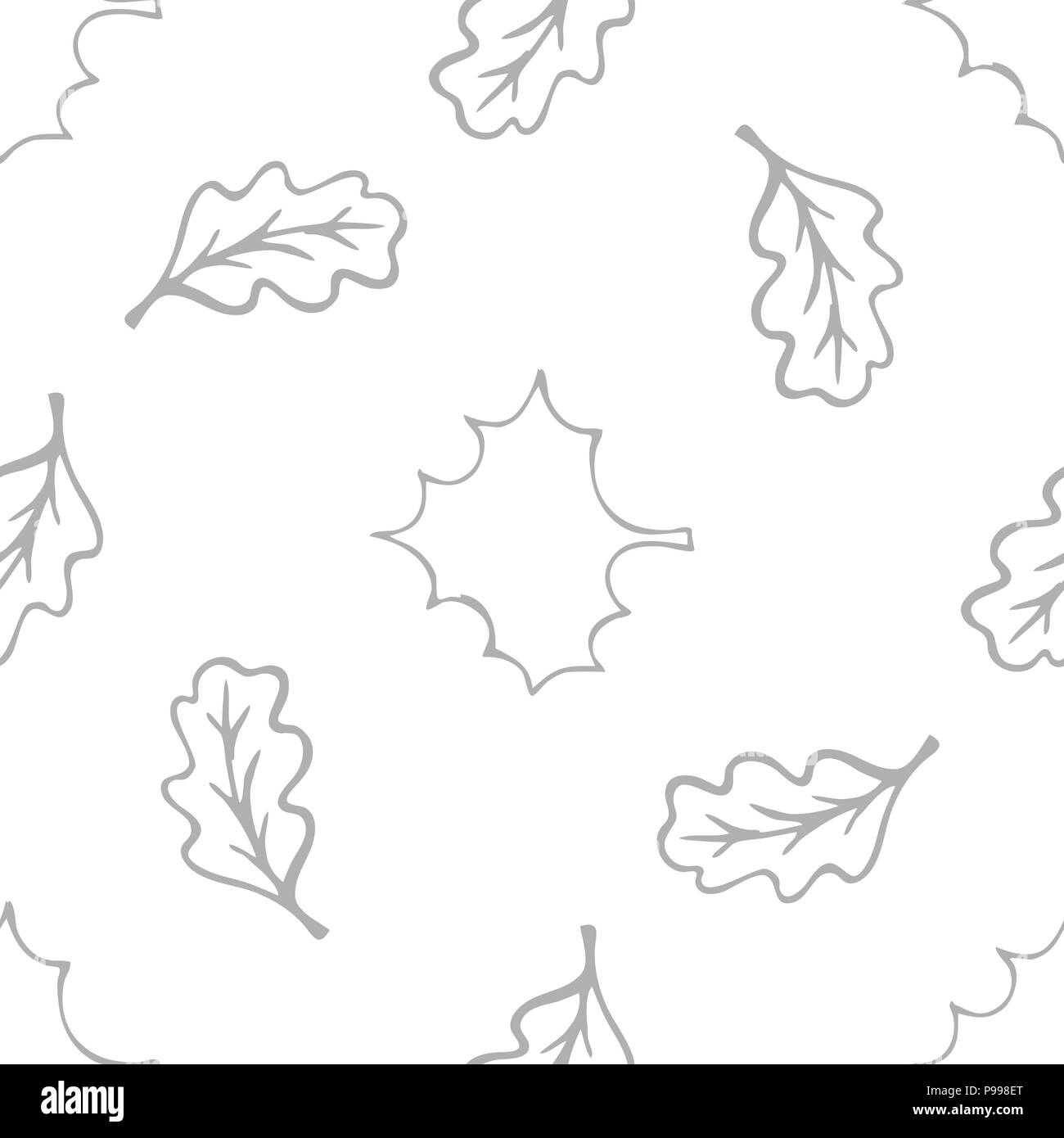 Les feuilles de chêne et d'érable en mixte modèle vectoriel continu. Illustration de Vecteur