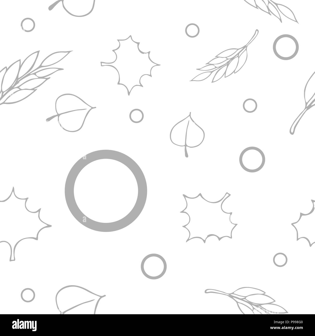 Vector illustration monochrome créative avec des feuilles. Modèle sans couture. Illustration de Vecteur