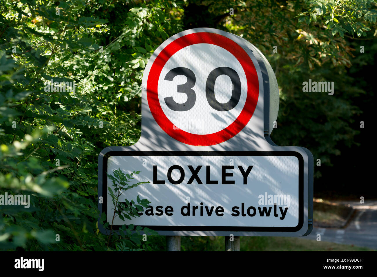 Loxley panneau du village, Warwickshire, England, UK Banque D'Images