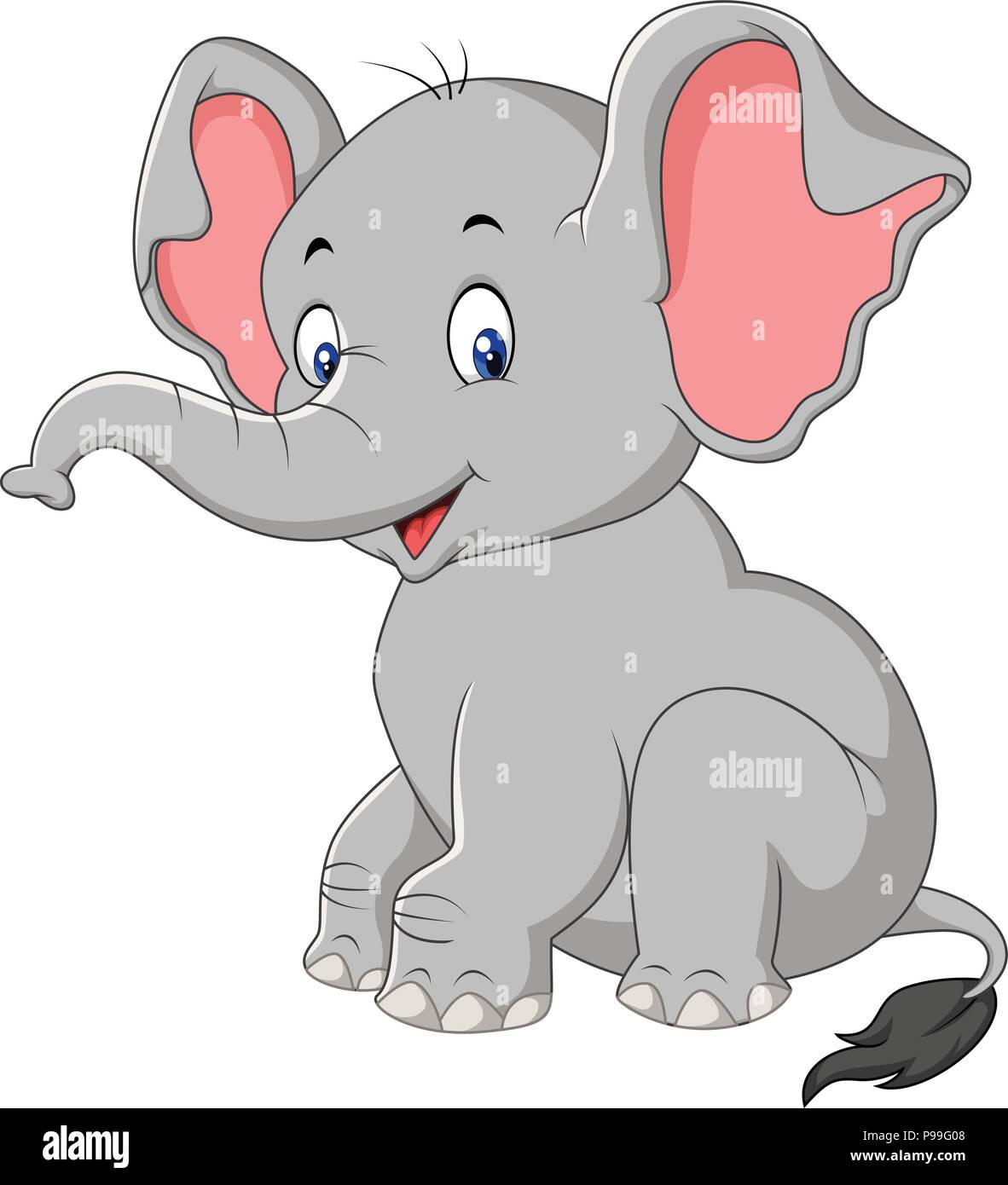 Cartoon cute baby elephant assis Illustration de Vecteur