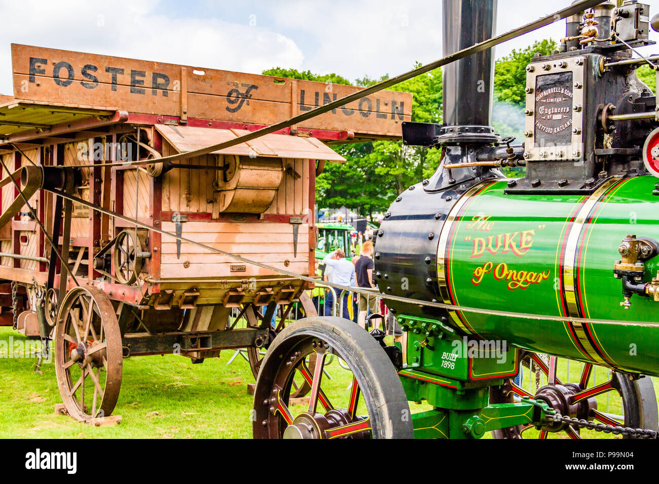 Moteur à vapeur victorienne de Ongar 'Duke' une batteuse d'exploitation construit par Foster, de Lincoln à la Northumberland County Show, mai 2018. Banque D'Images