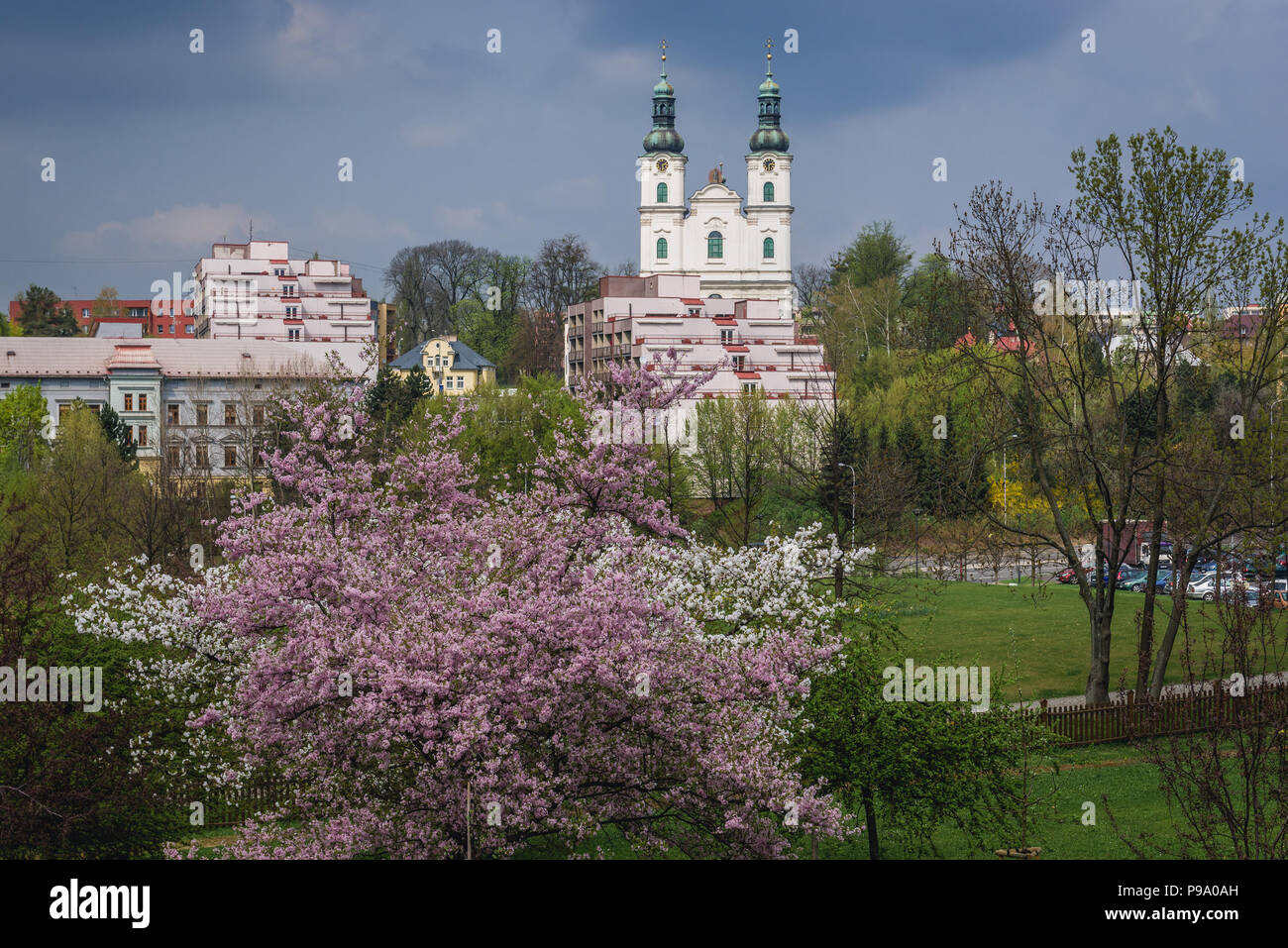 Basilique de la Visitation de la Vierge Marie dans la ville de Frydek-Mistek dans la région de Moravie-Silésie en République Tchèque Banque D'Images