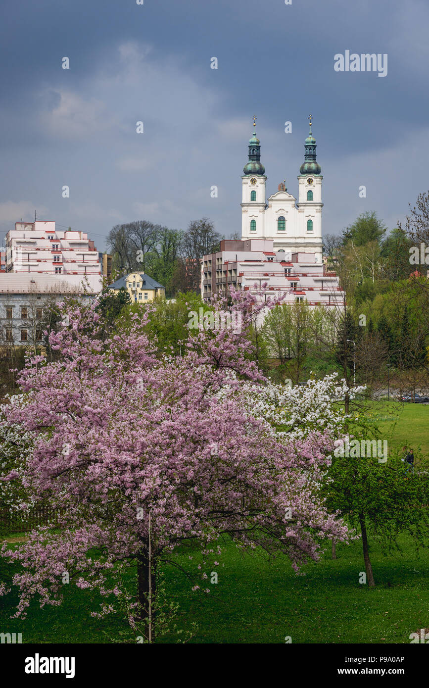 Basilique de la Visitation de la Vierge Marie dans la ville de Frydek-Mistek dans la région de Moravie-Silésie en République Tchèque Banque D'Images