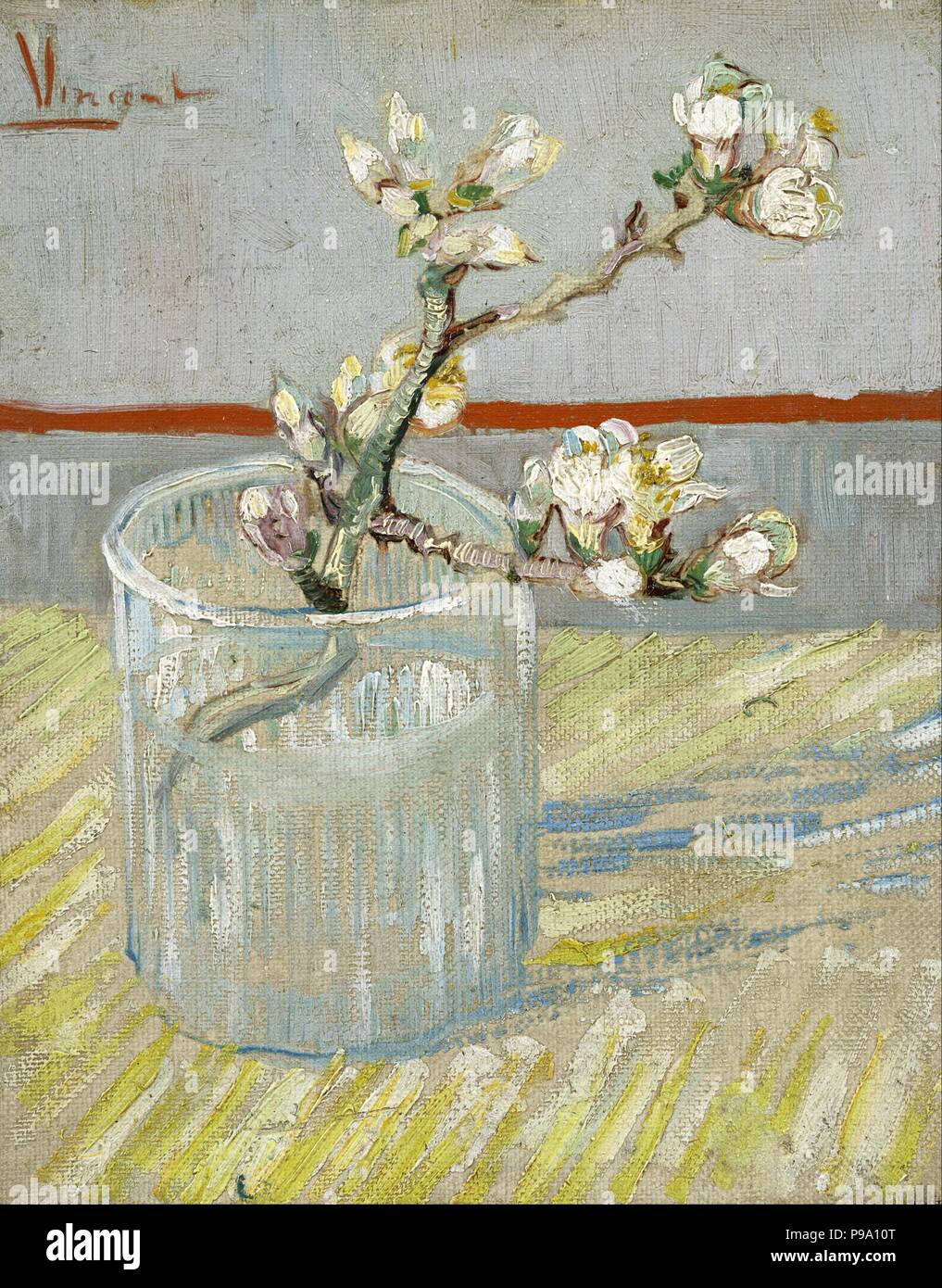Bouquet de fleur d'amandier en fleurs dans un verre. Musée : Musée Van Gogh, Amsterdam. Banque D'Images