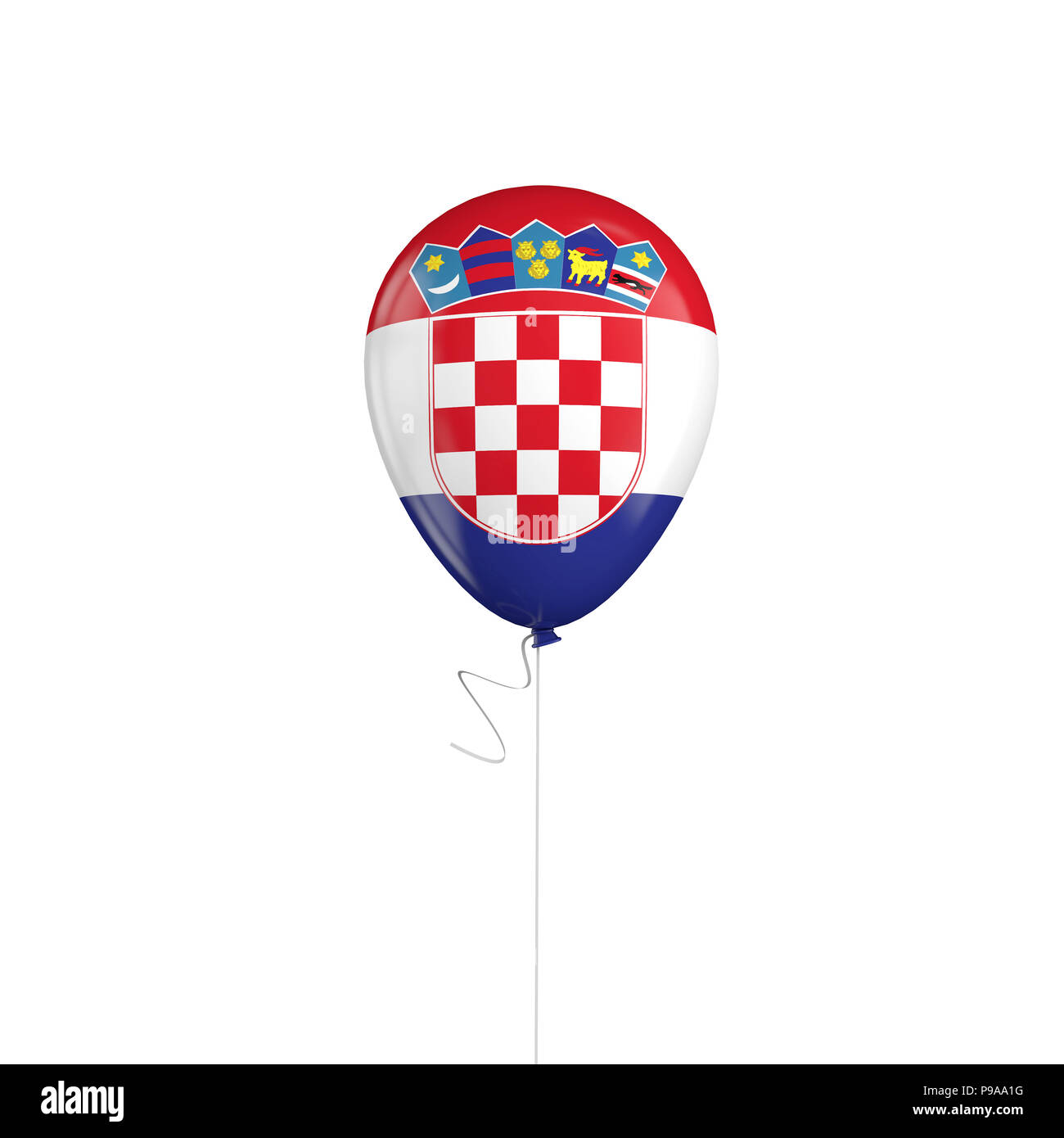 Ballon drapeau Croatie sur une chaîne. Le Rendu 3D Banque D'Images