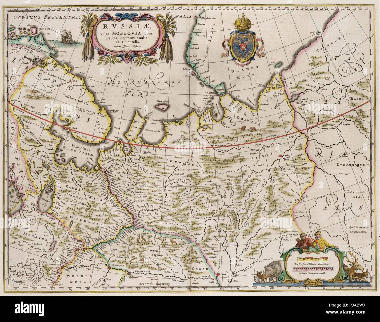 La carte de la Russie du nord (à partir de : Partes septentrionalis et Orientalis). Musée : collection privée. Banque D'Images